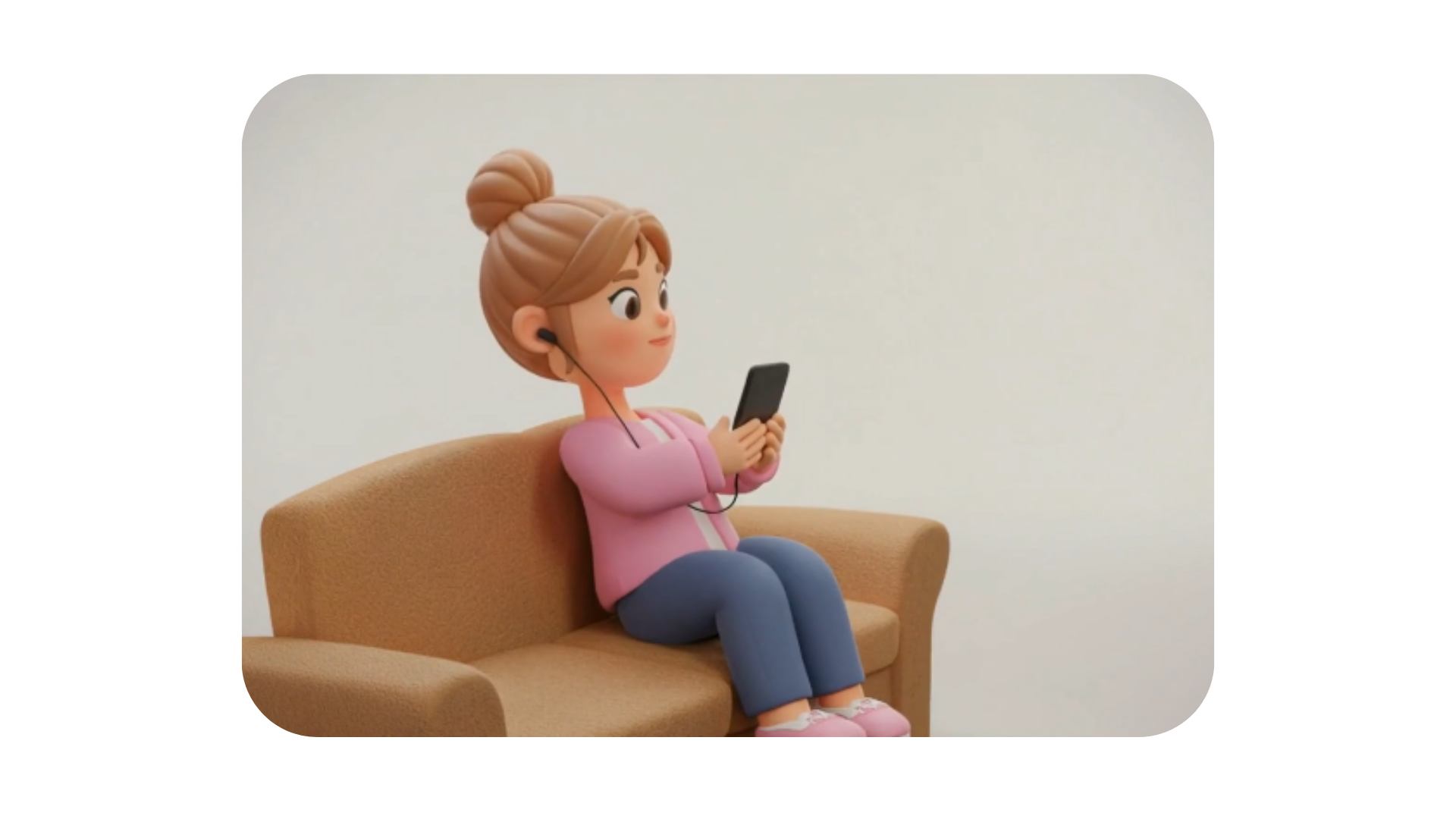 Student revising on phone at home